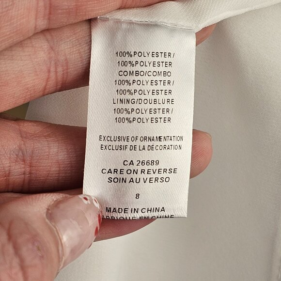 Parker White Mini Ruffle Back Tie Dress Sz 8 - Picture 8 of 11